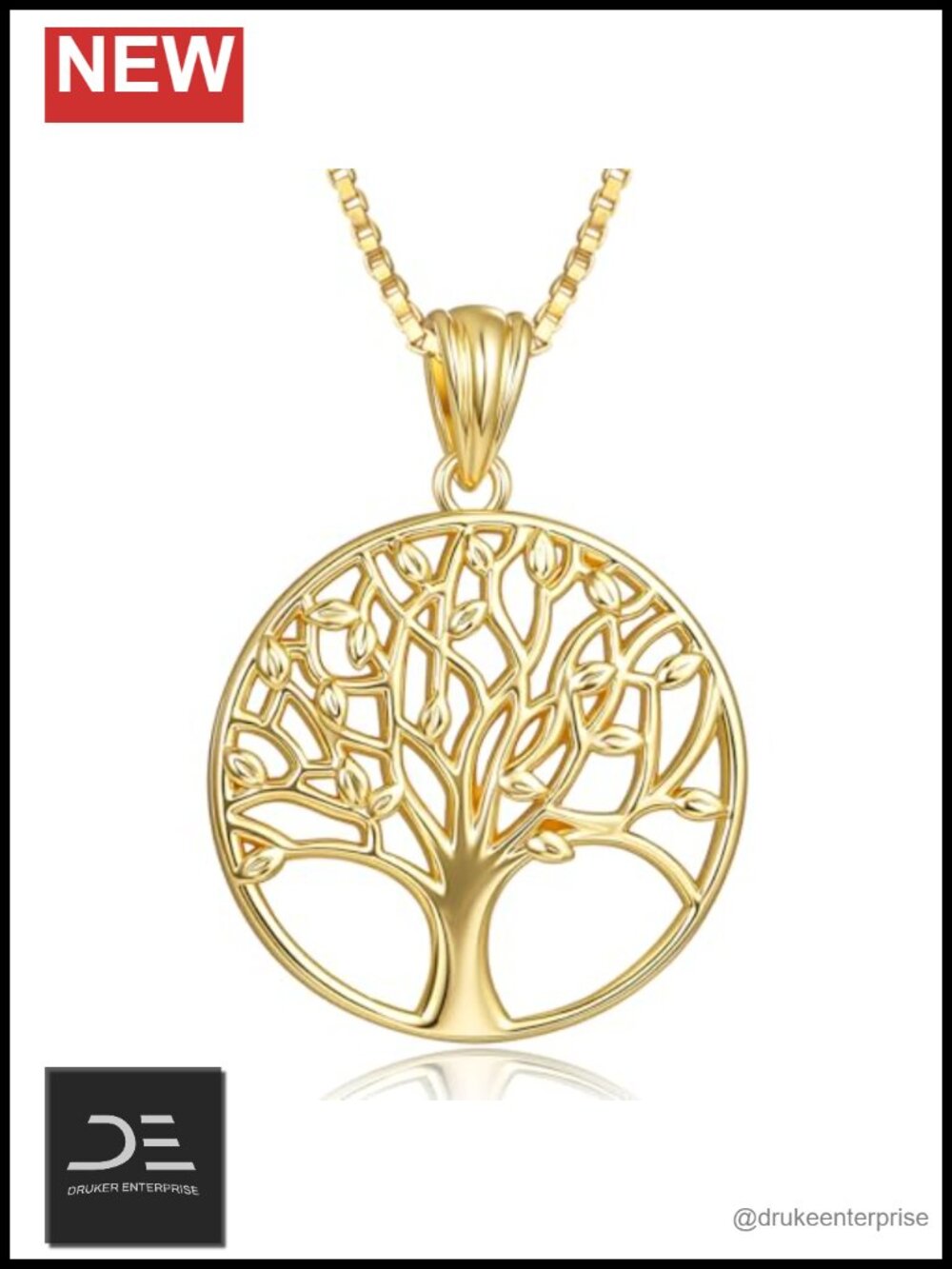 14K Gold Plated Tree of Life Pendant Necklace for Women